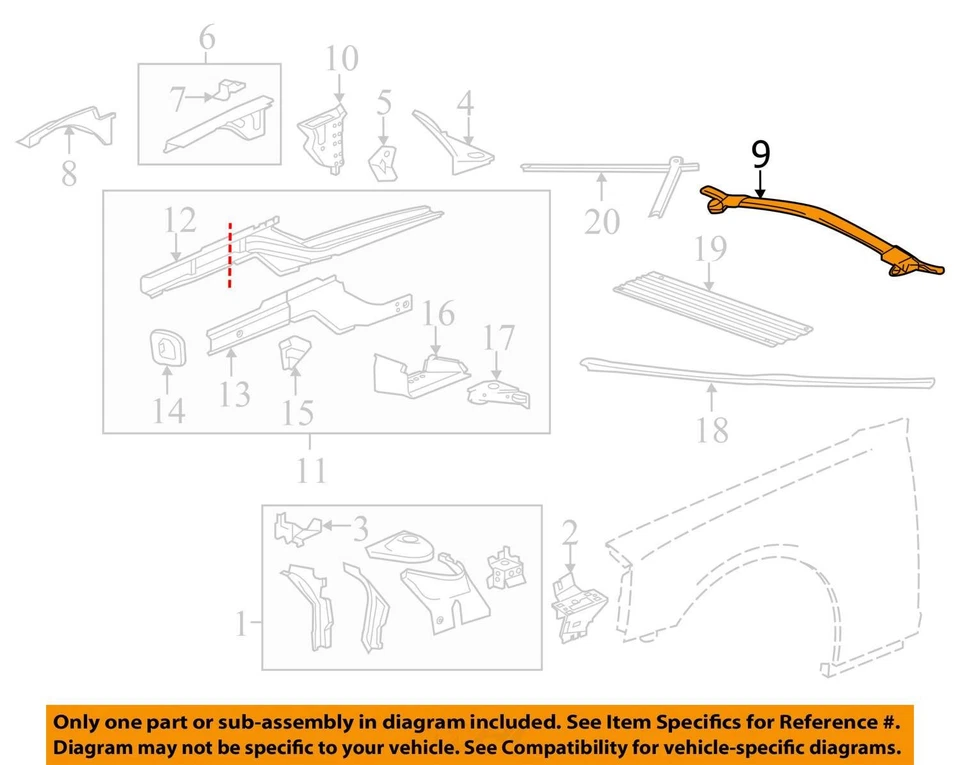 FITS 2011-2015 CHEVROLET CAMARO BRACE ASM-F/END SH MET CR 22756880 - NEW OEM - Image 2 of 3