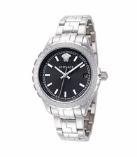 Versace Men's Swiss Made Quartz Date Black Dial Silver Stainless Steel Bracelet
