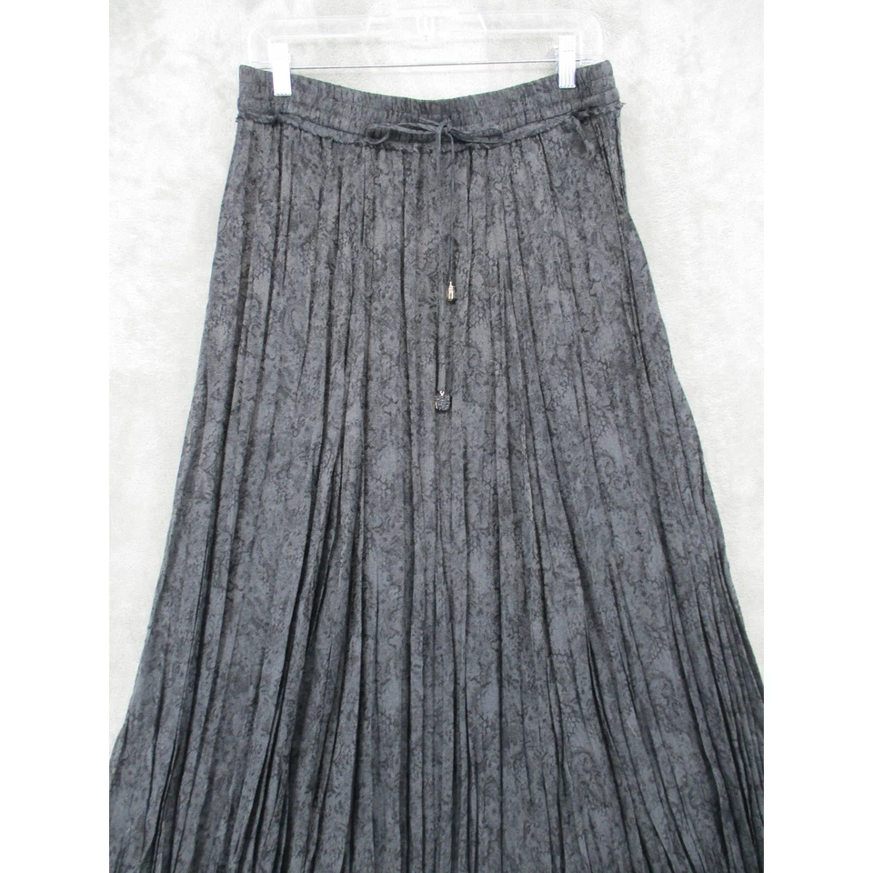 Falda Zara Mujer Grande Floral Escoba Faisán Maxi Cordón Boho Gris Foto 3 de 4