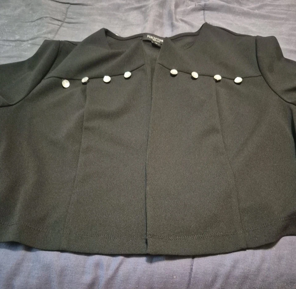 Size 1X Perceptions Black Jacket/Shrug - Image 2 of 3