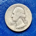 1940-S Washington Quarter. 90% Silver. VF+ Condition. Charity Auction. ￼