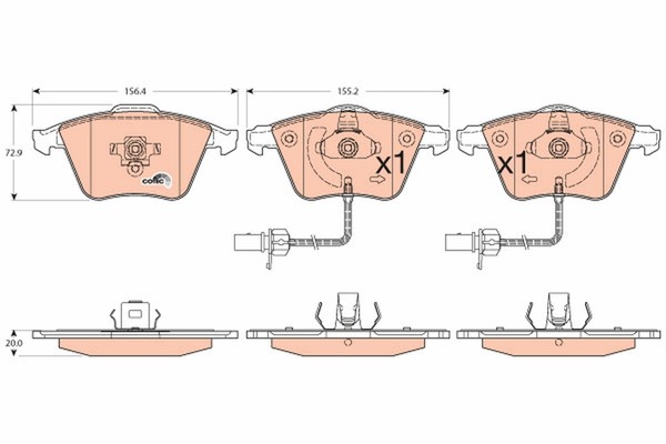 Bremsbelagsatz Scheibenbremse Cotec TRW GDB1554 FüR Audi C6 4F5 A6 4F2 A4 8E2 A8-image