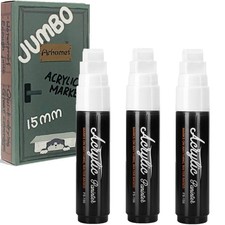 3PCS White Jumbo Arcylic Markers Paint Pen, 15mm Thick Wide Tip Water Based P...