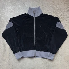 NEW PStar Boohoo Gunna Funnel Neck Velour Track Top Jacket Black Size Small