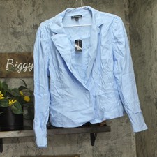 INC International Concepts Puff-Sleeve Blazer Jacket Dutch Canal Blue L