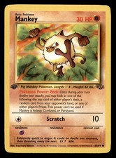 1995 mankey pokemon card value 1999 Topps Pokemon Tv #56 Mankey PSA 8 – Aloha Card Shop main image 1