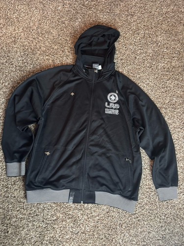LRG Lifted Research Group Mens Jacket Black Size 3XL Zipup Hoodie Distre G2U