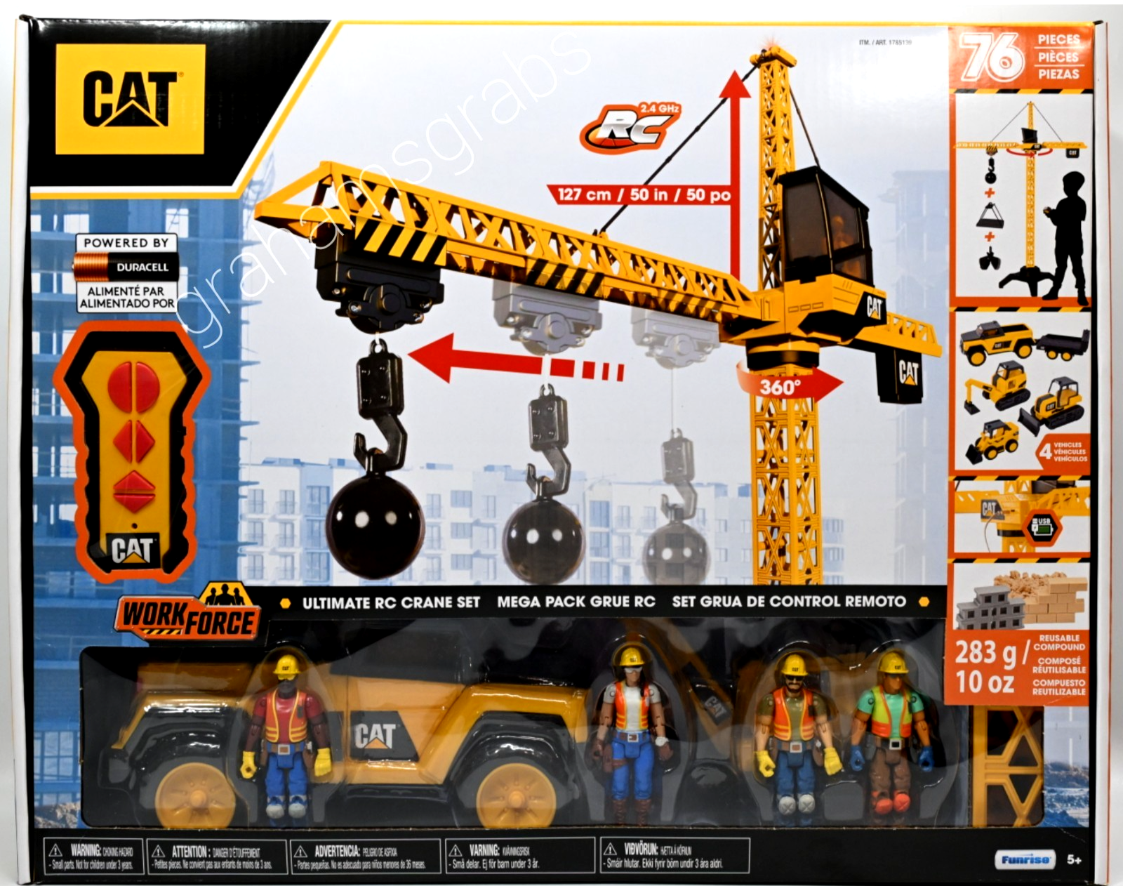 CAT WORKFORCE POWER CRANE RC CONSTRUCTION 76 PIECE PLAYSET VEHICLES ...