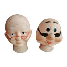 Darice Craft Vinyl Doll Heads Doc Dwarf Glasses Old Man, Women Lot of 2 VTG