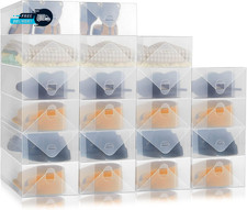 20 Pcs Clear Shoe Boxes Plastic Stackable Clear Shoe Storage Boxes