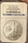 2007 American Silver Eagle $1 NGC Gem Uncirculated 1 oz .999 Early Releases Coin