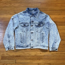 Vintage Steel 80s Acid Wash Denim Trucker Jacket Size Medium