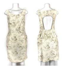 Moulinette Souers Anthropologie Dress Sz Sleeveless Floral Gold Cocktail Party
