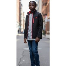 PUMA Black and Red Zip Front Fleece Lined Track Jacket Boys S Size 8-9