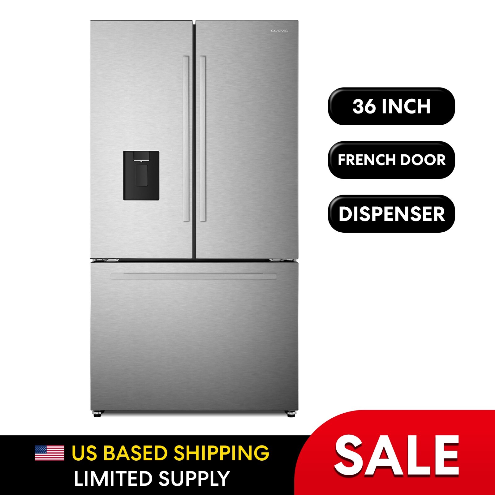 22.4 cu. ft. 3-Door French Door Refrigerator with Water Disp