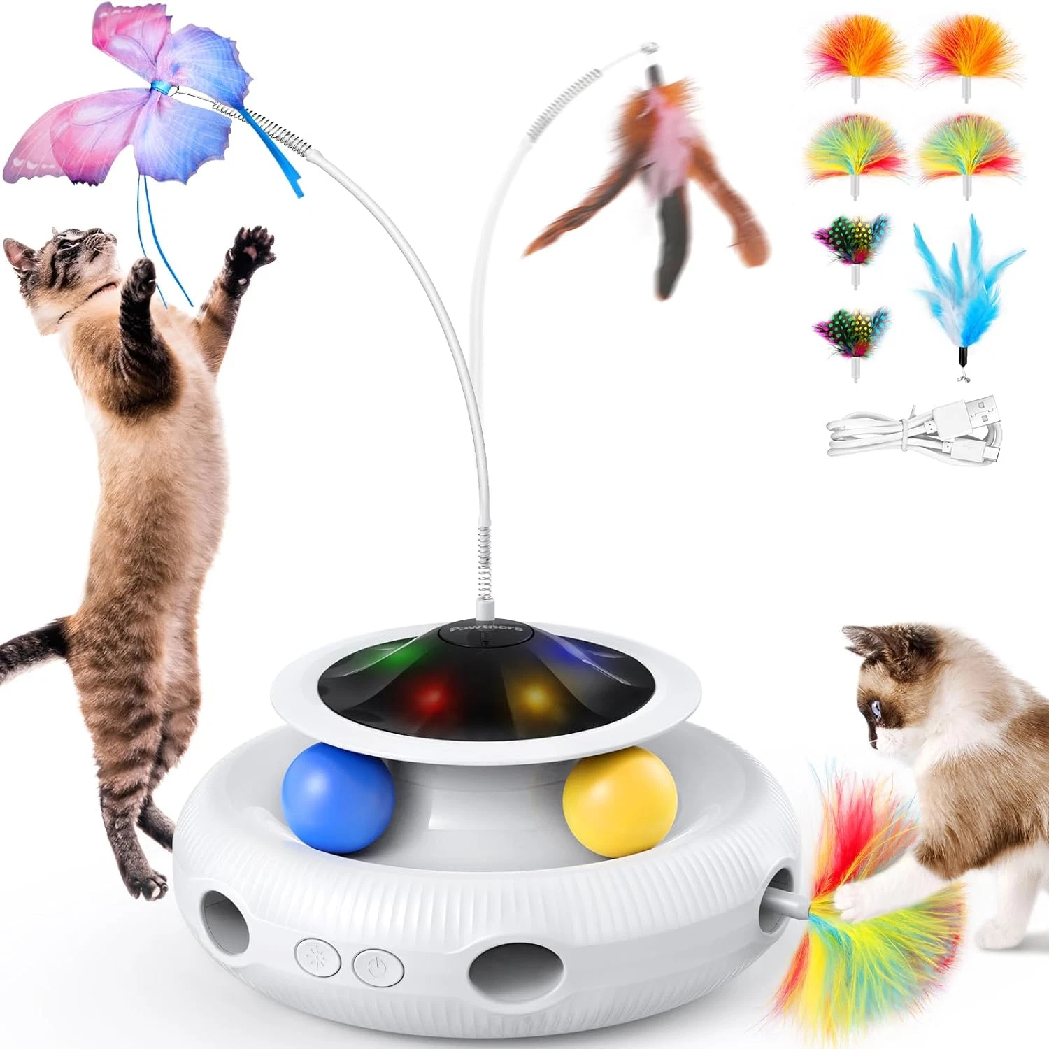 4-in-1 Interactive Cat Toy - Fluttering Butterfly Track Balls Ambush Feather