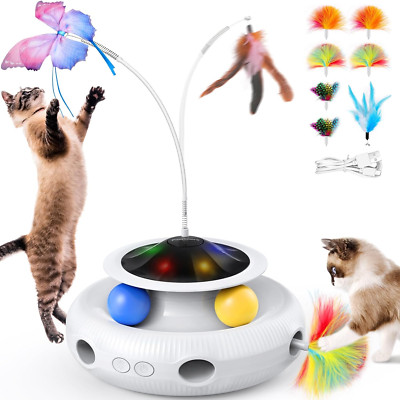 4-in-1 Interactive Cat Toy - Fluttering Butterfly Track Balls Ambush Feather