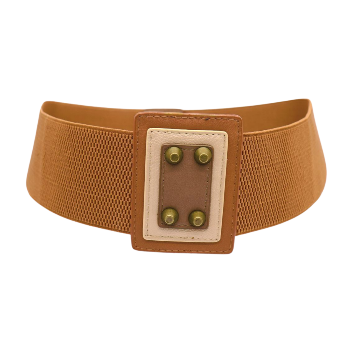 4282 Women Wide Elastic Vintage Waist Belts Brown Chunky Studded Belt Suede Belt Brown, Wide Leather Belt for Women, Dark Brown  main image 4