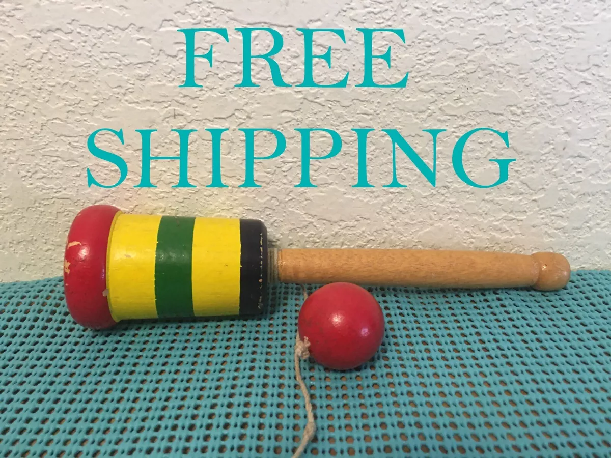 CLEARANCE *Vintage Mexican Wooden Cup & Ball Toy with String