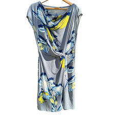LEONA EDISTON - GREY FLORAL MINI DRESS ? 12 AUS / 8 US ? COWL NECK PARTY WORK