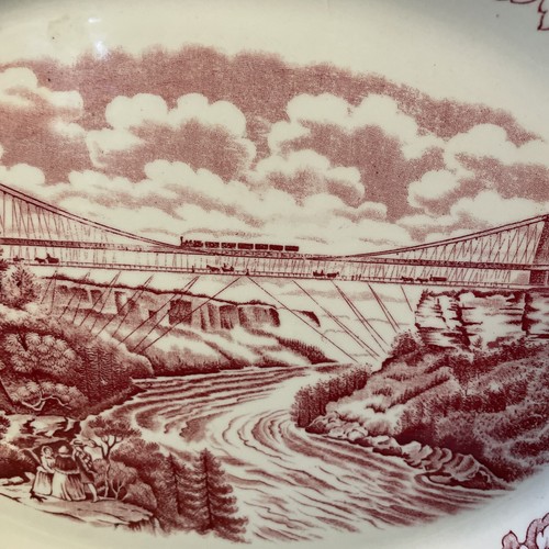 Homer Laughlin CURRIER & IVES Suspension Bridge Niagara Falls Platter James Parr - Picture 5 of 11