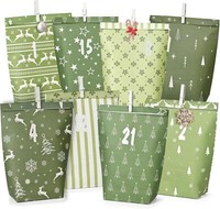 Adventskalender GrüNer KraftpapiertüTen Zum SelbstbefüLlen, 24 Bedruckte TüTen