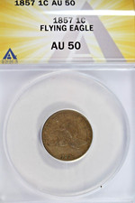 1857 Flying Eagle Cent : ANACS AU50