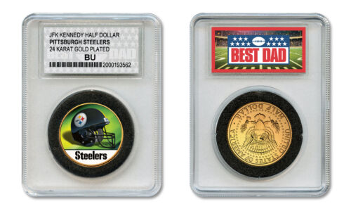 PITTSBURGH STEELERS NFL *GREATEST DAD* JFK 24KT Gold Clad Coin SPECIAL LTD. CASE - Picture 1 of 1