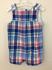 Janie and Jack Plaid Cotton Jumper One Piece Size 6-12 Months