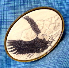 Western Eagle Belt Buckle Nature Sportsman Cowboy Brass Vtg 80s Barlow   .NOX798