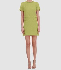 Eliza J Women's Green Bouclé Braided Trim Crewneck Short Sleeve Dress Size 8