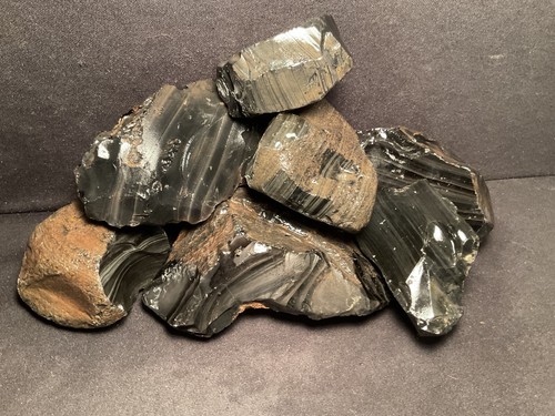 ~RW~  ROUGH/UNPOLISHED/SILVER SHEEN "OREGON OBSIDIAN" FOR KNAPPING ~~ 11 POUNDS