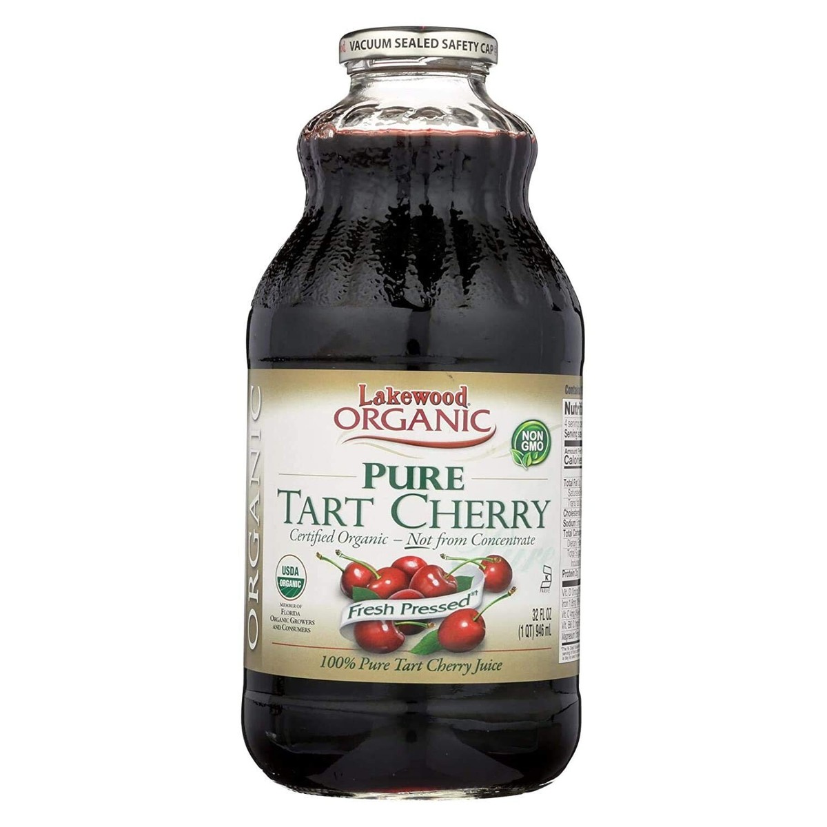 Lakewood Organic Pure Tart Cherry Juice 32 Fluid Ounce 12 per Case