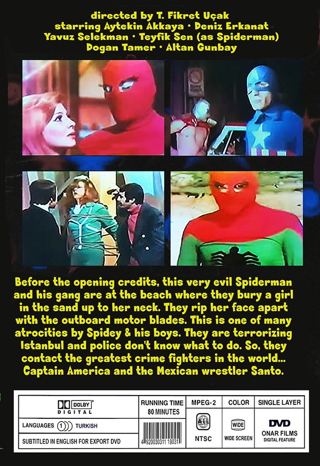 THREE DEV ADAM (1973) 3 Devil Men Evil Spiderman Turkish Mayhem w ...