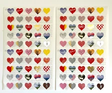 Lot of 2 Sheets MRS GROSSMAN’S 100 Stickers 25th ANNIVERSARY HEARTS 2004