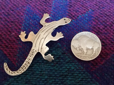 Native American Grumpy Lizard Pin Jefferson James Junior ''J J J'' Navajo