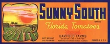 Sunny South Brand Tomatoes Florida Classic Retro Crate Label Art Print