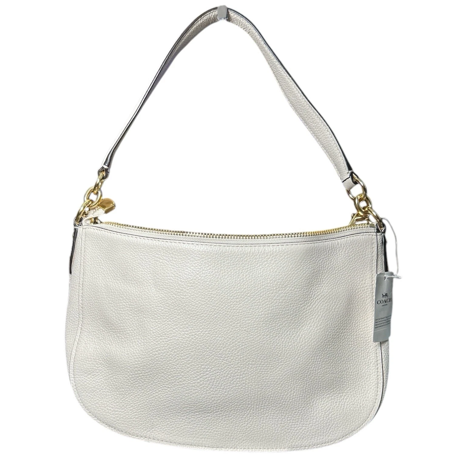 Borsa piccola Coach Chelsea nuova con etichette borchie rivetti floreali pelle li gesso