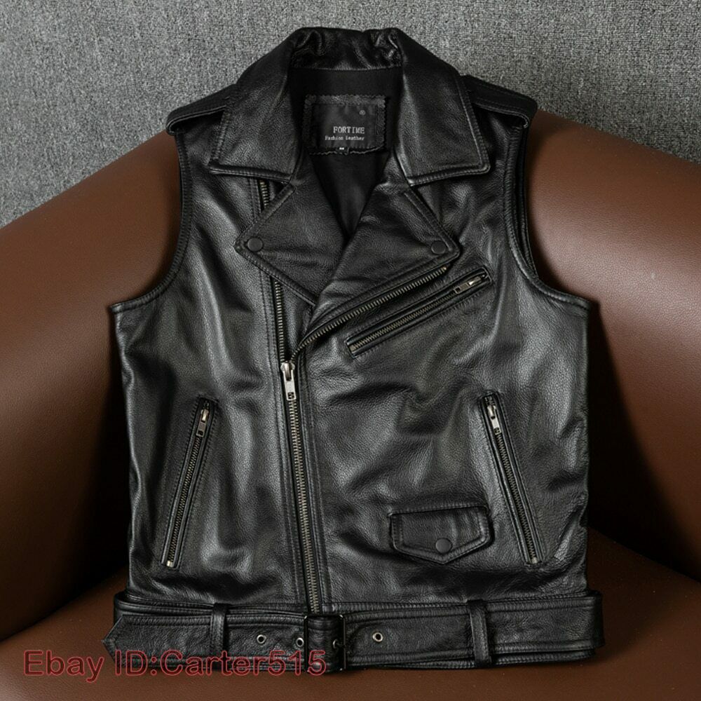 Rider Cowhide Vest Leather Clothes 