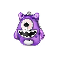 KUNSIR 925 Sterling Silver Purple One-Eyed Creature Beads Charm For 3mm Bracelet