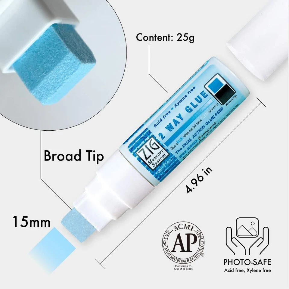 Pluma adhesiva adhesiva azul de 2 vías para manualidades álbumes de recortes envoltura de regalo Foto 2 de 4