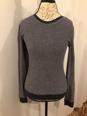 blue and white pullover