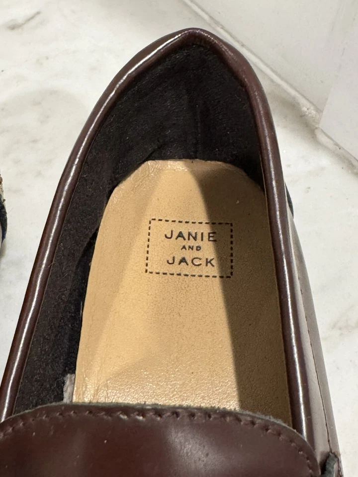 Zapatos de vestir de iglesia de cuero Janie and Jack mocasines Penny niños pequeños talla 2T Foto 3 de 4