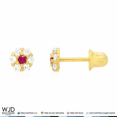 14k Solid Yellow Gold Diamond & Blue Topaz Flower Screwback Stud Earrings 0.50Ct