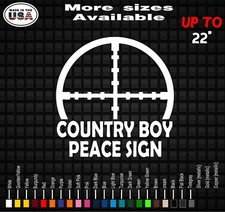 COUNTRY BOY PEACE SIGN Vinyl Decal Sticker  Second Amendment Rights Decals