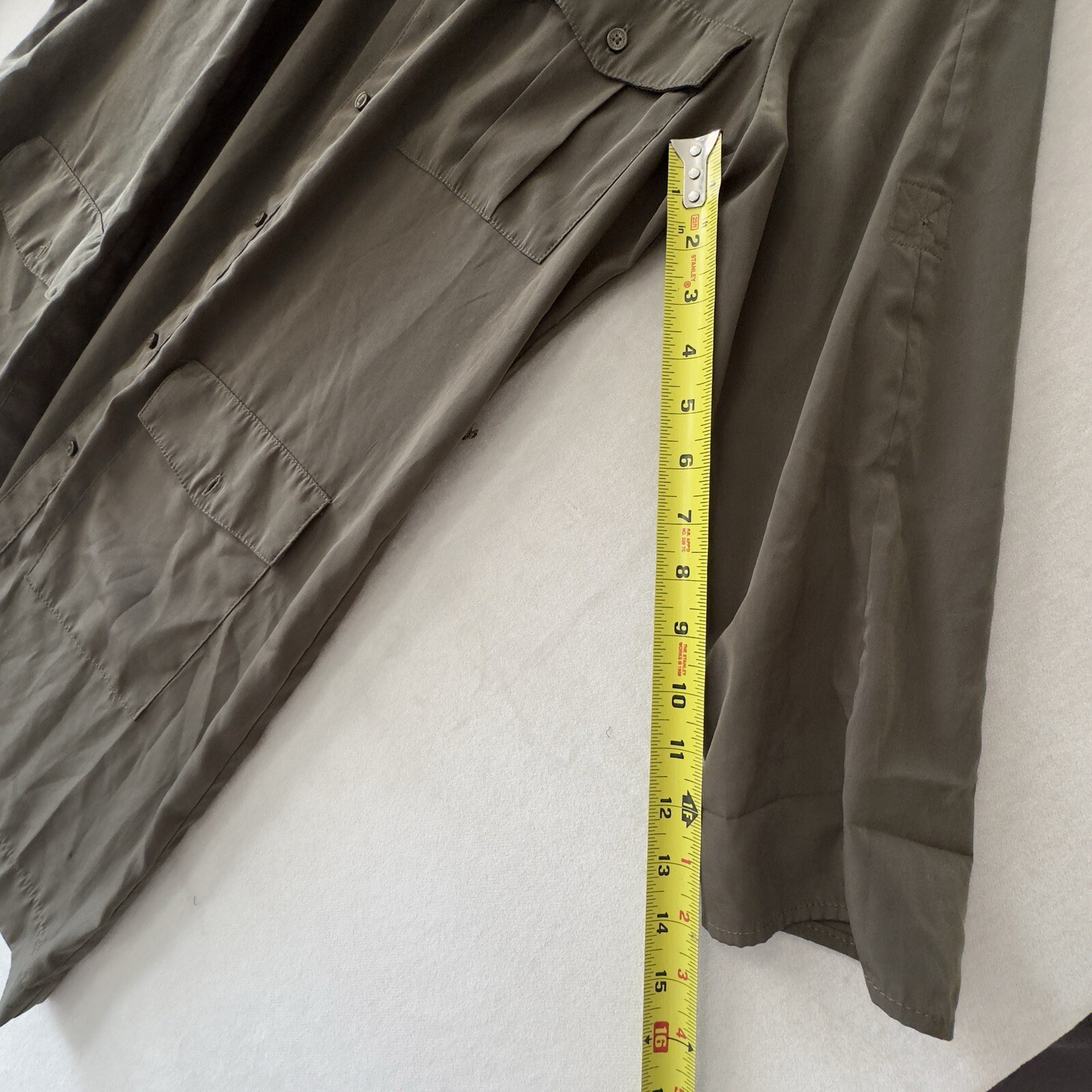 Express Olive Green button down long cardigan - S… - image 11