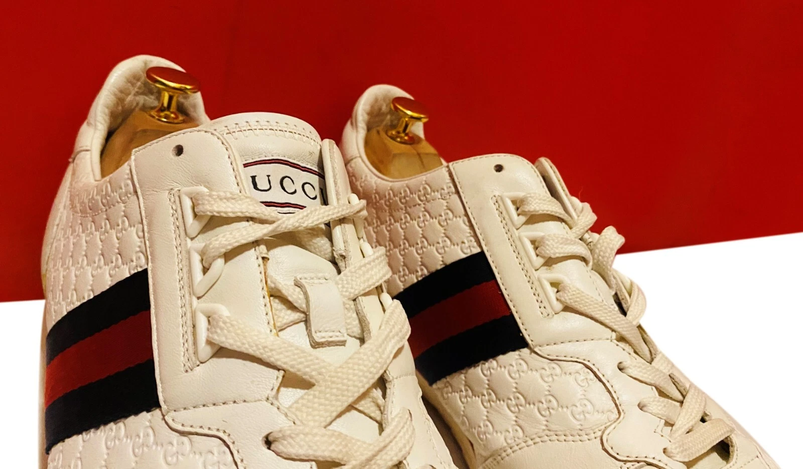 889, ! ! CHAUSSURES BASKETS BLANCHES DE LUXE HOMME GUCCI GG HI END MARQUÉES TAILLE 15 G