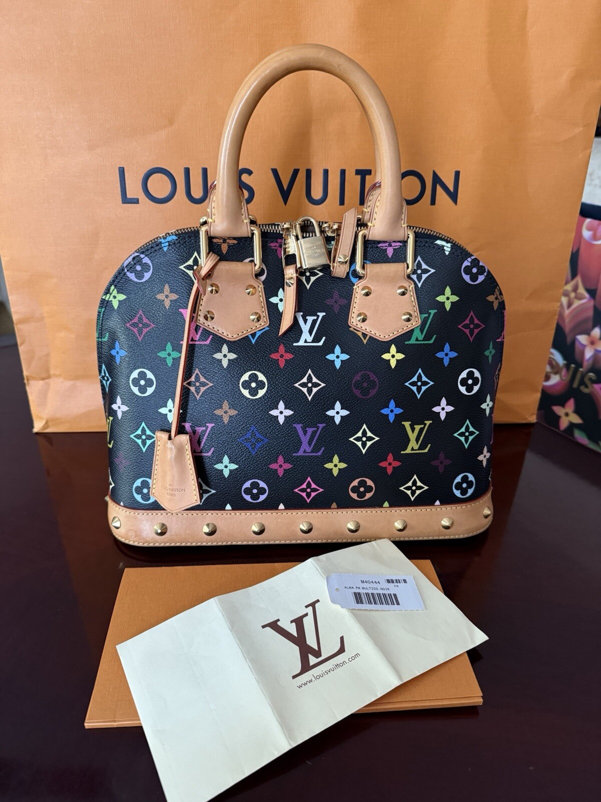 Louis Vuitton Alma PM Monogram Multicolor Black Canvas Bag  