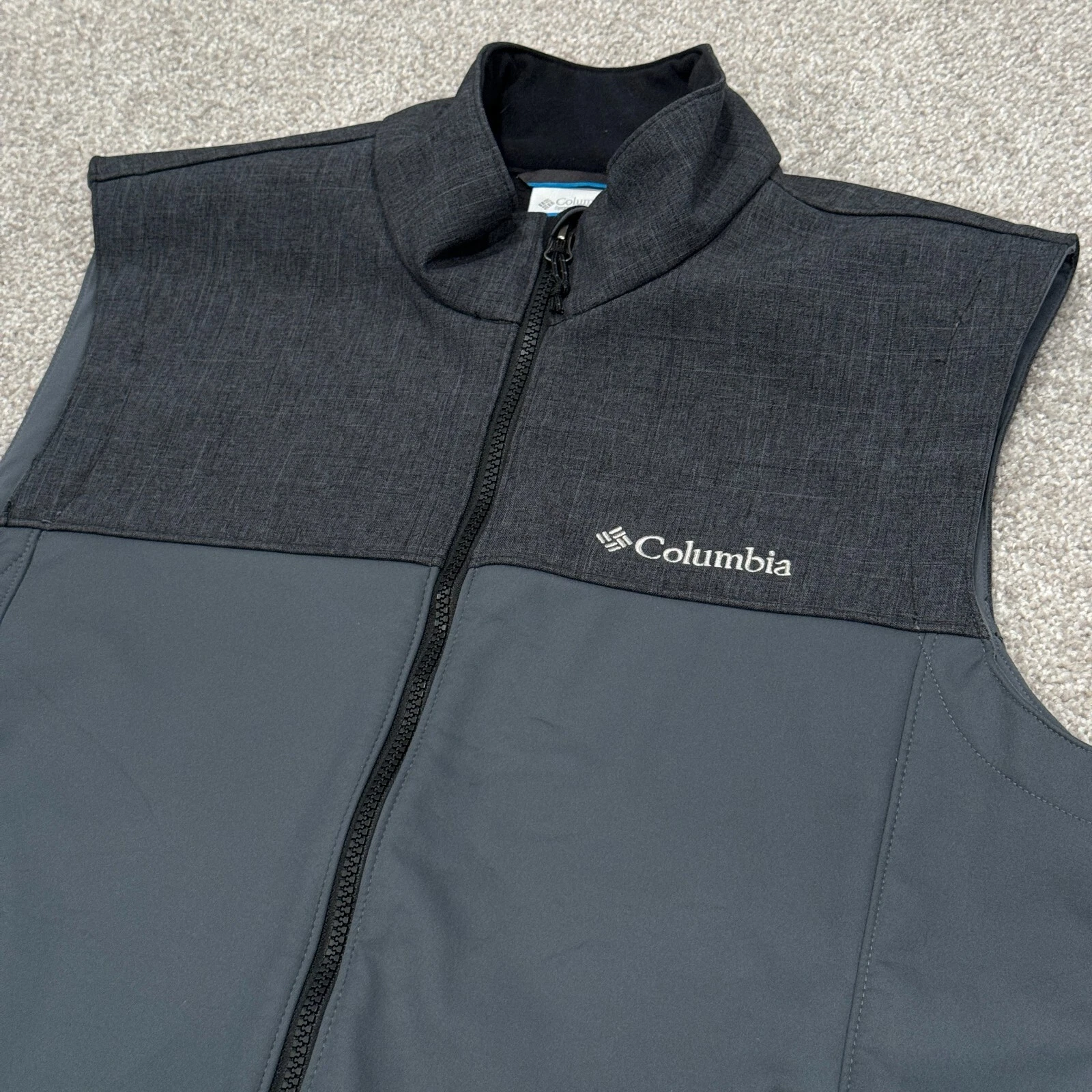 Columbia Vest Men Medium Gray Zip Up Jacket Hike Outdoor Coat Climb Basic