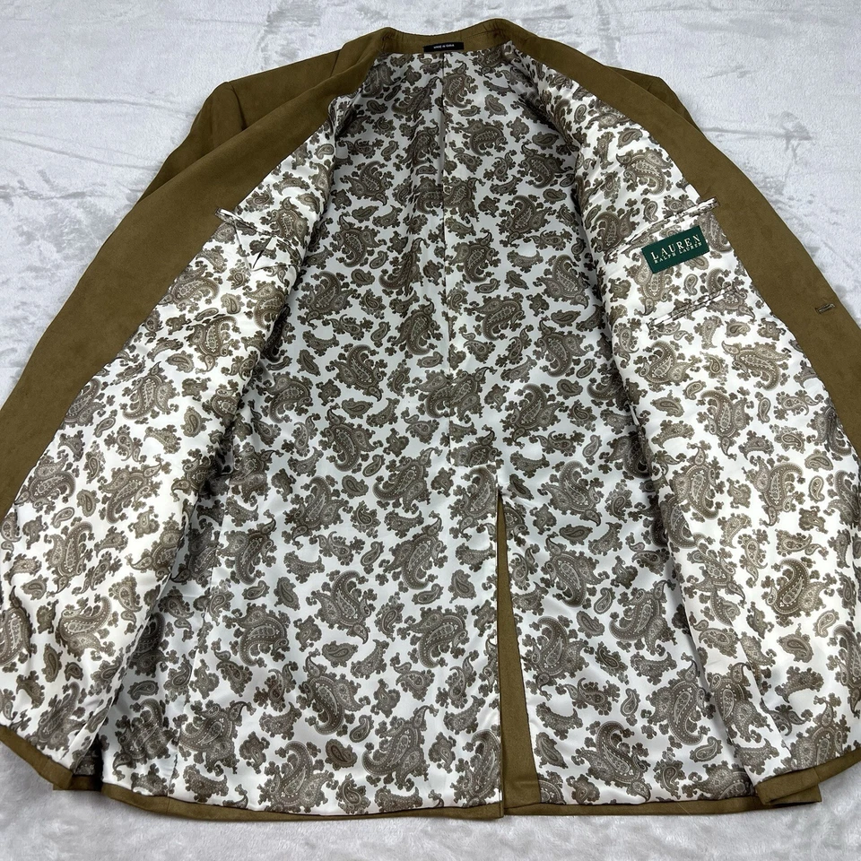 Blazer de gamuza sintética Lauren Ralph Lauren para hombre talla 44L marrón abrigo deportivo occidental Foto 3 de 4